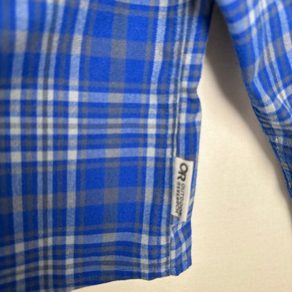 Outdoor Research Plaid Button Up Shirt Blue Hiking Men's XXL - Picture 11 of 13